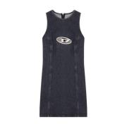 Zwarte Denim Tank Jurk Diesel , Black , Dames