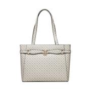 Witte Shopper Tas met Iconische Details Guess , White , Dames