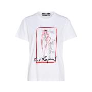 Wit Sketch Logo Katoenen T-Shirt Karl Lagerfeld , White , Dames