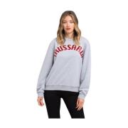 Oversized Sweatshirt met Ronde Hals in Katoenmix Trussardi , Gray , Da...