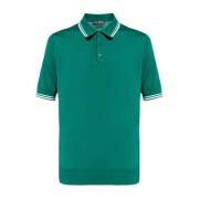 Zijden polo met logo-applicatie Dolce & Gabbana , Green , Heren