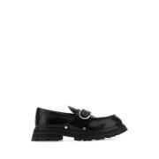 Stijlvolle Zwarte Leren Loafers Alexander McQueen , Black , Heren