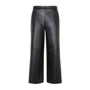 Luciana Leren Broek Max Mara , Black , Dames