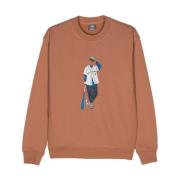 Bruine Sweater met Grafische Print New Balance , Brown , Heren