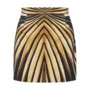 Golden Silk Mini Rok Ray Of Gold Print Roberto Cavalli , Beige , Dames