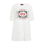 Bloemen Kant Top Off White Mix Gucci , White , Dames