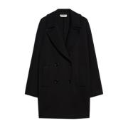 Zwarte Jas met Brede Revers Max Mara , Black , Dames