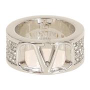 Swarovski Crystal Vlogo Signature Ring Valentino Garavani , Gray , Dam...