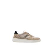 Beige Leren Lage Sneakers met Suède Details D.a.t.e. , Beige , Dames