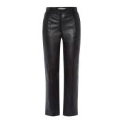 Zwarte leren enkelpants slim fit IVY OAK , Black , Dames