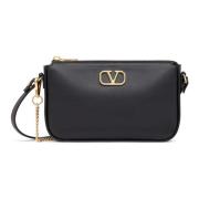 Zwarte Leren Crossbody Tas Valentino Garavani , Black , Dames