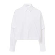 Geknipte Overhemdblouse met Afneembare Mouwen IVY OAK , White , Dames