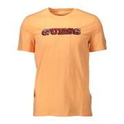 Casual T-shirts voor dagelijks gebruik Guess , Orange , Heren