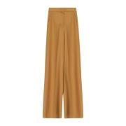 Beige Wol Wijde Pijp Broek Max Mara , Beige , Dames