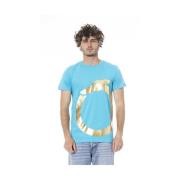 Blauw Beachwear T-shirt met Logo Print Trussardi , Blue , Heren