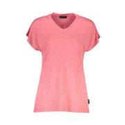 Korte Mouw Viscose T-Shirt, V-Hals, Logo North Sails , Pink , Dames