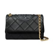 Gewatteerde Zwarte Leren Schoudertas Tory Burch , Black , Dames