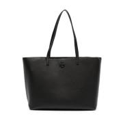 Zwarte Pebble Leren Tote Tas Tory Burch , Black , Dames