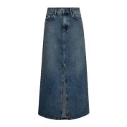 Elegante Denim Lange Split Rok Blauw Co'Couture , Blue , Dames