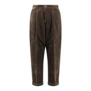 Bruine katoenen broek met knoopsluiting Ami Paris , Brown , Heren