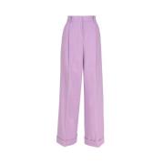 Lila Katoenen Wijde Pijp Broek Max Mara , Purple , Dames