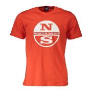 Bedrukt Katoenen T-shirt met Korte Mouwen North Sails , Orange , Heren