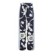 Blauwe bloemenprint elastische taille broek P.a.r.o.s.h. , Multicolor ...