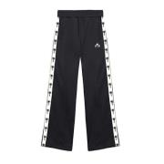 Vintage Vibe Track Pants met Palm Borduurwerk Raiine , Black , Dames