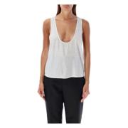 Kristallen Tanktop Wit Glanzend Retrofête , White , Dames