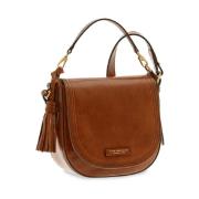 Bruine leren schoudertas retro stijl The Bridge , Brown , Dames