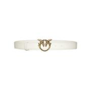 Love Birds Diamond Cut Leren Riem Pinko , White , Dames