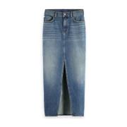 Vintage Gewassen Denim Rok Scotch & Soda , Blue , Dames