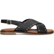 Zwarte Leren Sandalen S3115 Stefano Lauran , Black , Dames