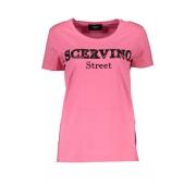 Chique Roze Geborduurd T-shirt met Contrasterende Details Ermanno Scer...