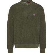 Groene Biologisch Katoenen Ribtrui Tommy Jeans , Green , Heren