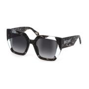 Stijlvolle zonnebril zwart-wit met grijze lenzen Just Cavalli , Black ...