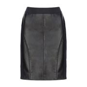 Leren en stoffen rok Pinko , Black , Dames