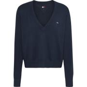 Blauwe Slim Fit Sweater Lente/Zomer Tommy Jeans , Blue , Dames