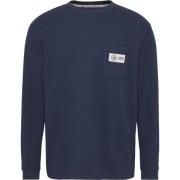 Blauwe Trui Honingraat Gebreid Lange Mouw Tommy Jeans , Blue , Heren