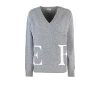 Gekruiste Hals Lange Mouw Trui Elisabetta Franchi , Gray , Dames