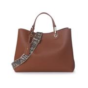 Stijlvolle Leren Schoudertas met Gouden Details Emporio Armani , Brown...