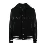 Zwarte Leren Mouwen Jas Givenchy , Black , Heren