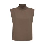 Rib Turtleneck Vest Bruin Co'Couture , Brown , Dames