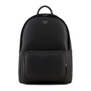 Ronde Vorm Leren Tas Zwart Emporio Armani , Black , Heren