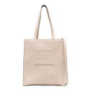 Madras Kalfsleren Tote Tas Miu Miu , Beige , Dames