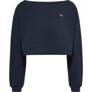 Blauwe Crop Sweater Boothals Ballonmouwen Tommy Jeans , Blue , Dames