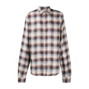 Plaid Button-Front Linen Shirt Dsquared2 , Multicolor , Heren