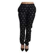 Elegante Skinny Zijden Broek Dolce & Gabbana , Black , Dames