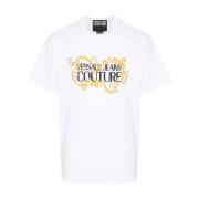 Logo Print Crew Neck T-shirt Versace Jeans Couture , White , Heren