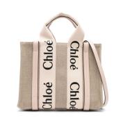 Beige Linnen Leren Tas Chloé , Beige , Dames